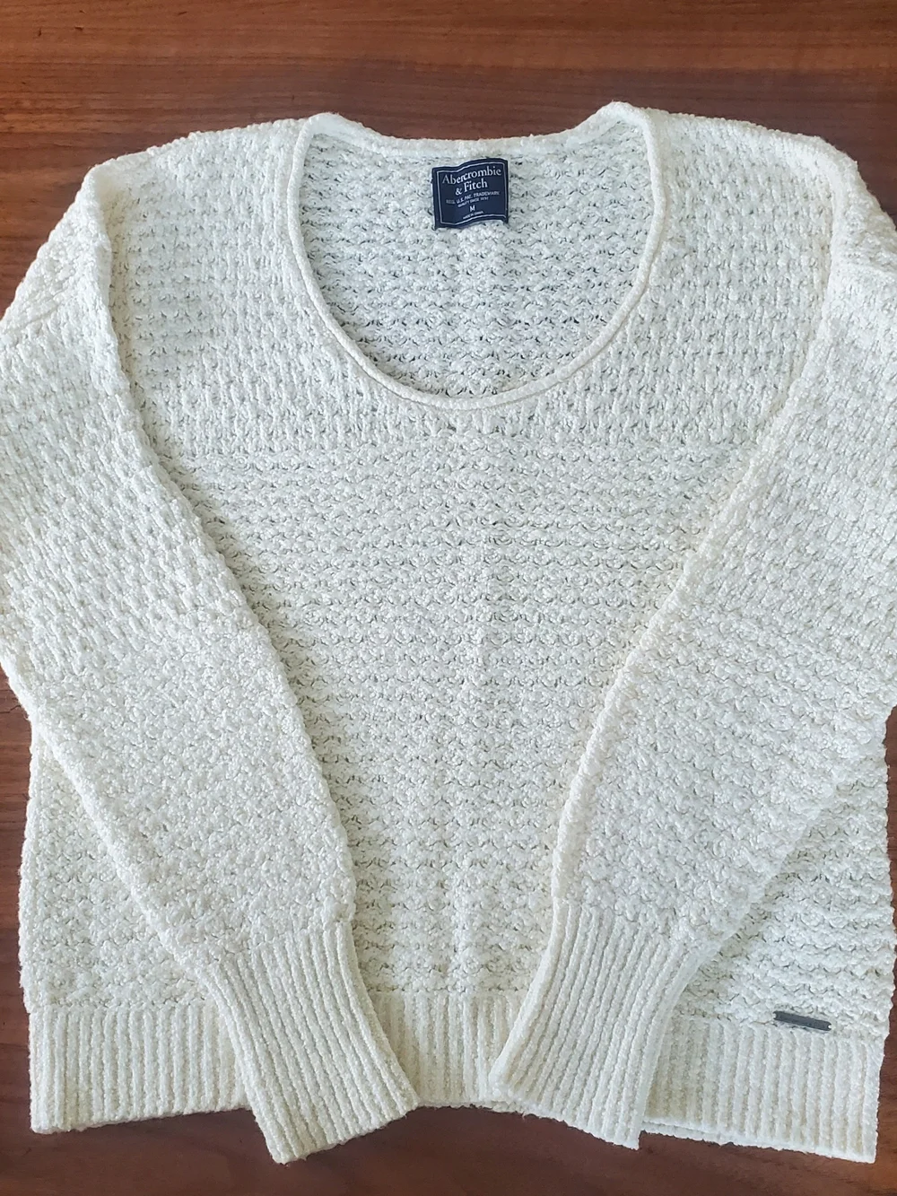 Abercrombie & Fitch Women's Cream Scoop Neck Knit Sweater